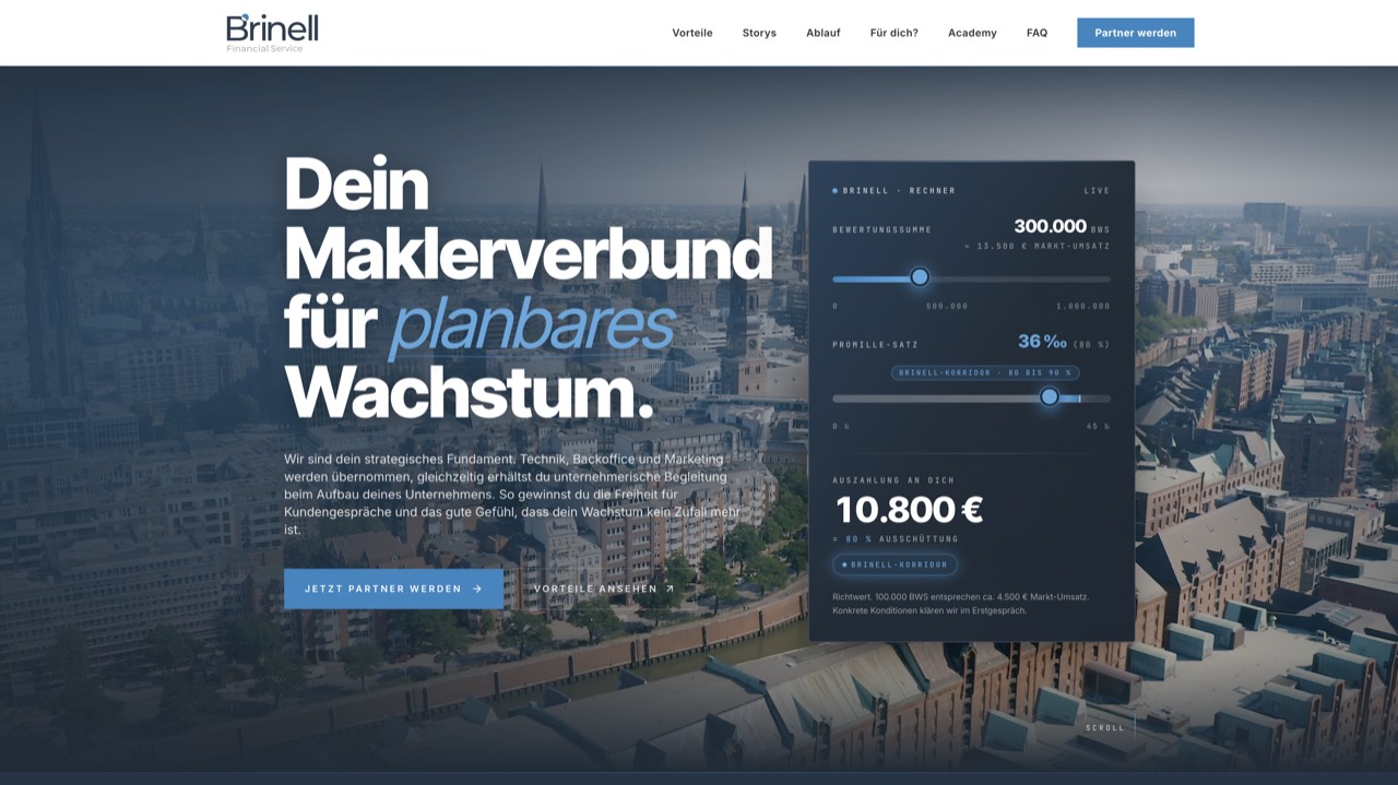 Webseite Brinell Financial Service von my-scale