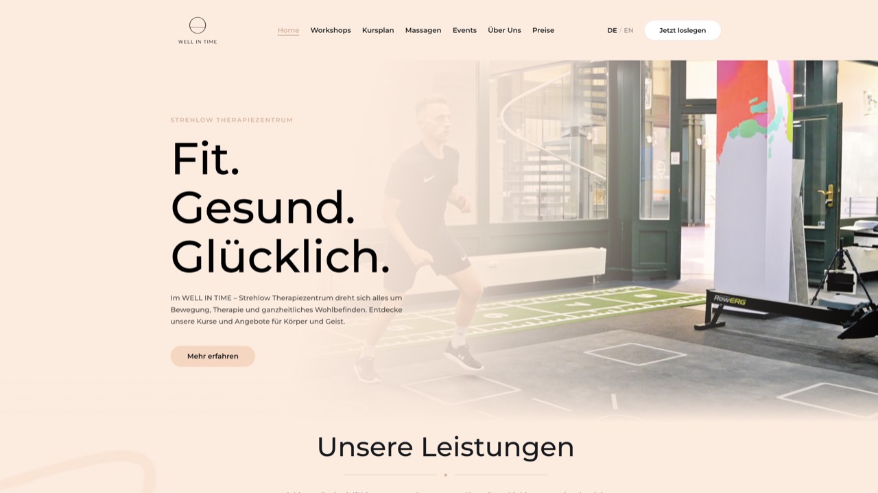 Webseite WELL IN TIME von my-scale